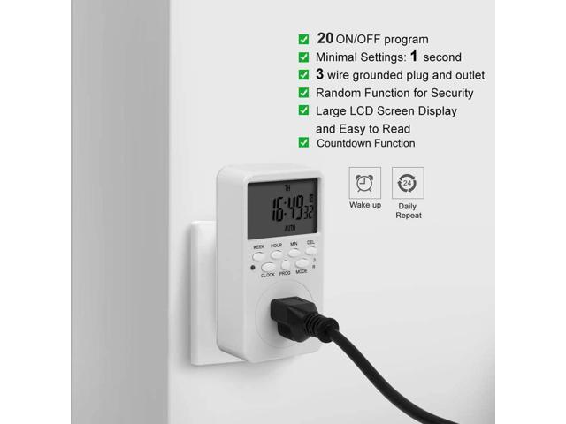 CANAGROW Outlet Timer, 7 Day Wall Plug in Light Timer Outlet