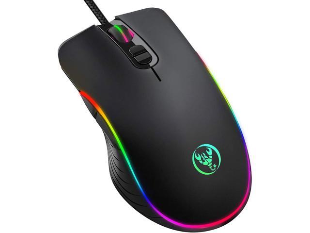 Gaming Mouse Wired KKUYI 6400DPI Wired Backlit Mice Ergonomic Laptop PC Gaming Mouse with Breathing Light Programmable USB Computer Mice for
