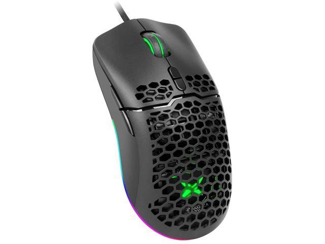 DELUX 67G (236oz) Lightweight Gaming Mouse with 16000DPI Honeycomb Shell Design RGB Backlit 7 Programmable Buttons and On-Board Pro Software