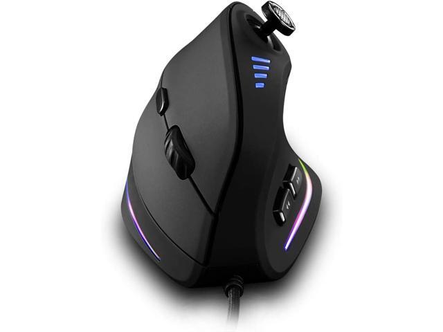 Vertical Mouse Ergonomic USB Wired Vertical Mouse with [5 D Rocker] [10000 DPI] [11 Programmable Buttons] RGB Gaming Mouse for