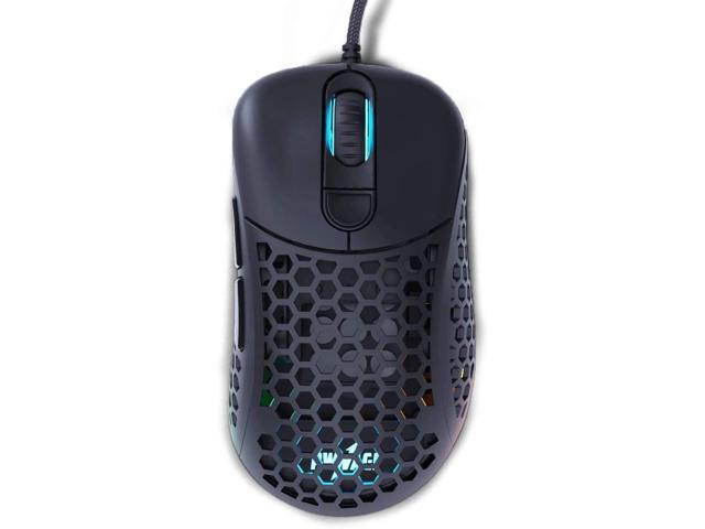 Pwnage Ultra Custom Wired Ergo - Black Ultra Lightweight Honeycomb Design Gaming Mouse 3389 Sensor - PTFE Skates - 6 Buttons - Custom Weight 58G to