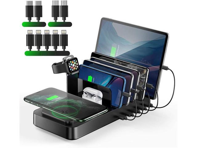 Wireless Charging Station for Multiple Devices Vogek 5 USB Ports 8 in 1 Charging Dock Station with 10W Max Wireless Charger for Apple