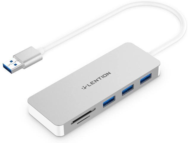 LENTION 3-Port USB 30 Type A Hub with SD/Micro SD Card Reader for Micro/SDXC/SDHC/SD/UHS-I Cards Multiport Adapter Compatible MacBook Air/Pro