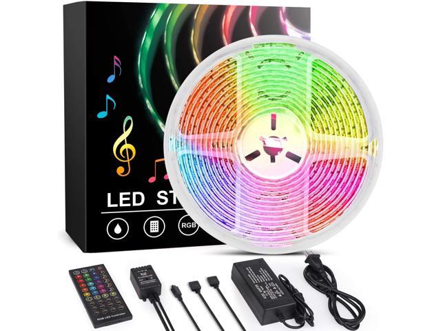 Led Strip Lights Waterproof RGB Music Sync LED Light Strips Flexible 300 LEDs Color Changing 5050 RGB LED Lights Kit with 40 Keys IR Remote