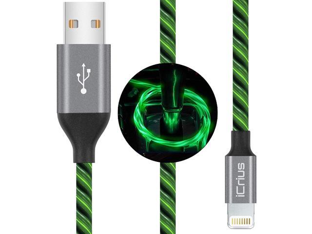iCrius iPhone Charger Cable [MFi Certified] 6ft LED Light Up Visible Flowing Lightning Charger Charging Cord Compatible with iPhone11 Plus/XS/XR/X