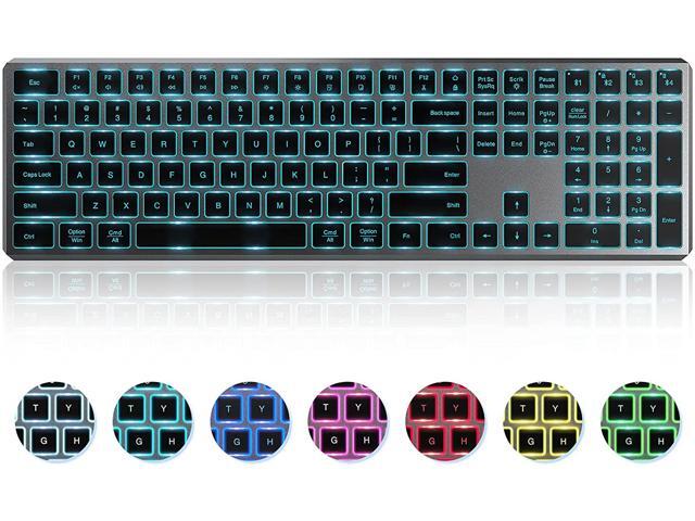 Backlit Bluetooth Keyboard seenda Illuminated Multi-Device Slim Rechargeable Wireless Keyboard Compatible with iPad iPhone iOS Android Mac OS