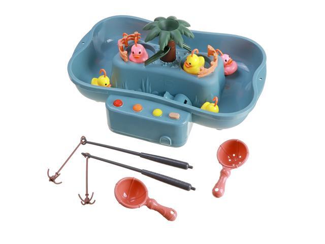 Fishing Game Table Parent-child interaction Early Educational Puzzle Toy with 6 Duck Light and Music for Kids Birthday Gift-Green