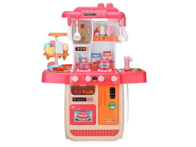 38Pcs Children Kitchen Toys Simulation Cooking Dining Tableware Education Game Pretend Play House Performance Toys for Kids Toy- Pink