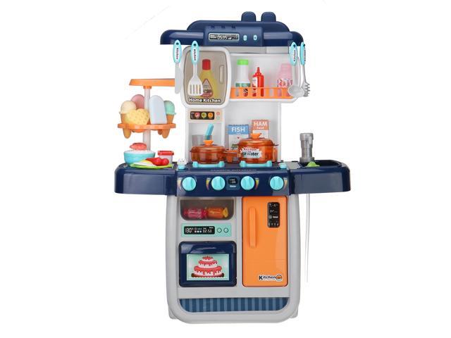 38Pcs Children Kitchen Toys Simulation Cooking Dining Tableware Education Game Pretend Play House Performance Toys for Kids Toy-Blue