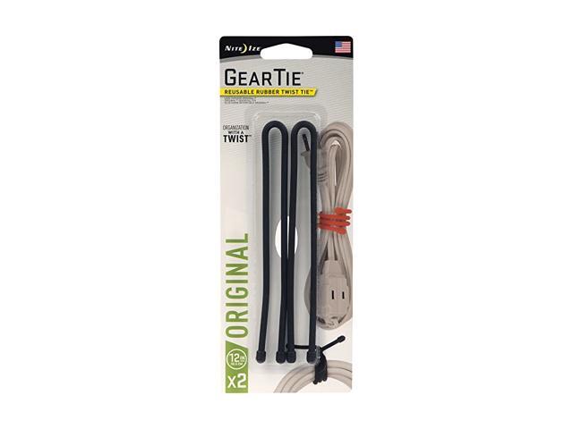 GT12-2PK-01 Original Gear Reusable Rubber Twist Tie 12' - 2-Pack Black