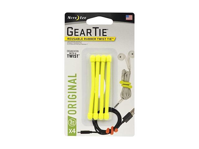 GT3-4PK-33 Rubber Twist Tie 3' - 4-Pack Neon Yellow