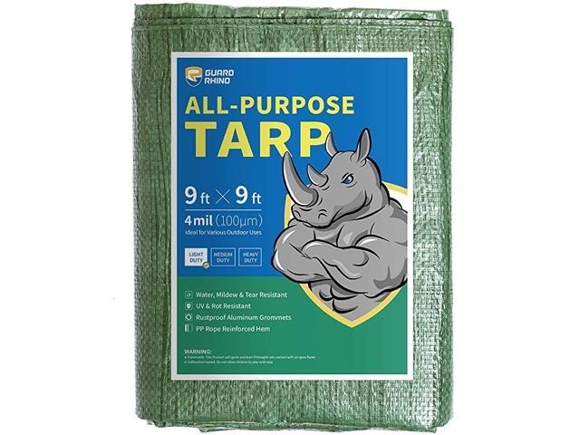 Tarp 9x9 Feet Green Multi Purpose Waterproof Poly Tarp Cover 4mil