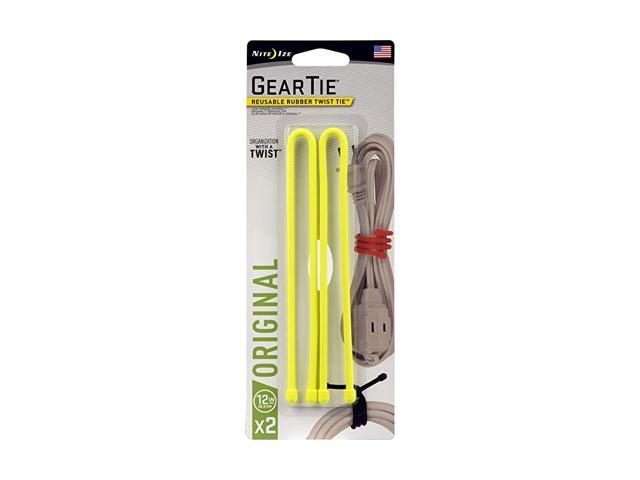 GT12-2PK-33 Original Gear Rubber Twist Tie 12' - 2-Pack Neon Yellow