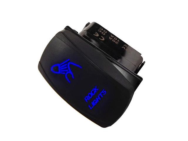 Car 12V 20A Light Button Rocker Toggle Switch Blue LED Rock Light 5Pin