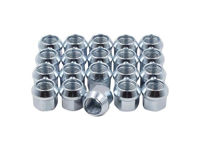 Set of 20 Zinc Finish Open-end Acorn Bulge Lug Nuts Set 19mm (3/4') Hex (9/16)