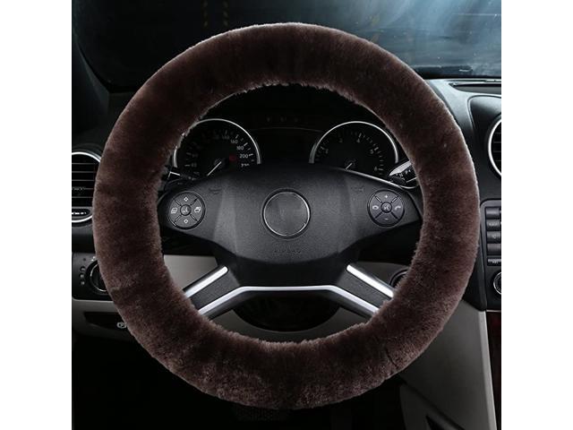 Natural Fur Wool Sheepskin car Steering Wheel Cover Protector for Universal Steering Wheel 35CM-42CM Anti-Slip Comforting and Luxurious Soft