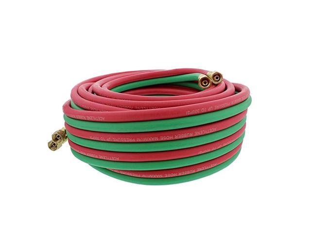 Oxygen Acetylene Hose 1/4 Inch B Fittings Twin Welding Hose Oxy Acetylene Torch Hose Cutting Torch Hoses 50 Foot