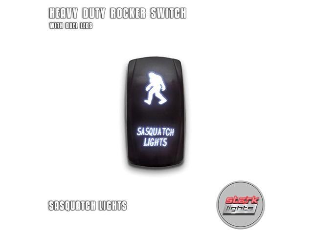 SASQUATCH LIGHTS - White - 5-PIN Laser Etched LED Rocker Switch Dual Light - 20A 12V ON/OFF