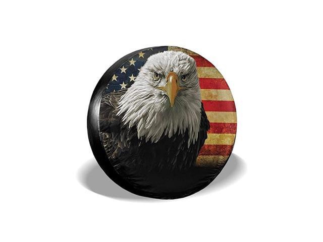 Spare Tire Cover American Eagle Flag Polyester Universal Dust-Proof Waterproof Wheel Covers for Trailer RV SUV Truck and Many Vehicles (14' 15' 16'