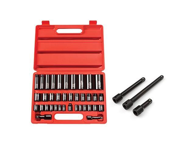 3/8 1/2 Inch Drive 6-Point Impact Socket Set 38-Piece (3/8-1-1/4 in 8-32 mm) 4888