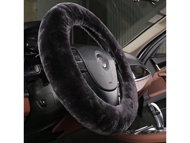 Fluffy Fur Wool Sheepskin car Steering Wheel Cover for Universal Steering Wheel 35CM-42CM Protector Accessories Anti-Slip Comforting and
