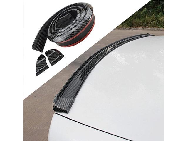 49ft (150cm) Universal Black Carbon Fiber Trunk Spoiler Lip Kit Car Rear Spoiler Exterior Rear Spoiler Kit Universal Fits for Most Cars Punch-Free