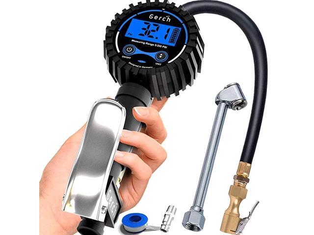 Tire Inflator with Pressure Gauge and Longer Hose Air Chuck with Gauge for Air Compressor - 200PSI