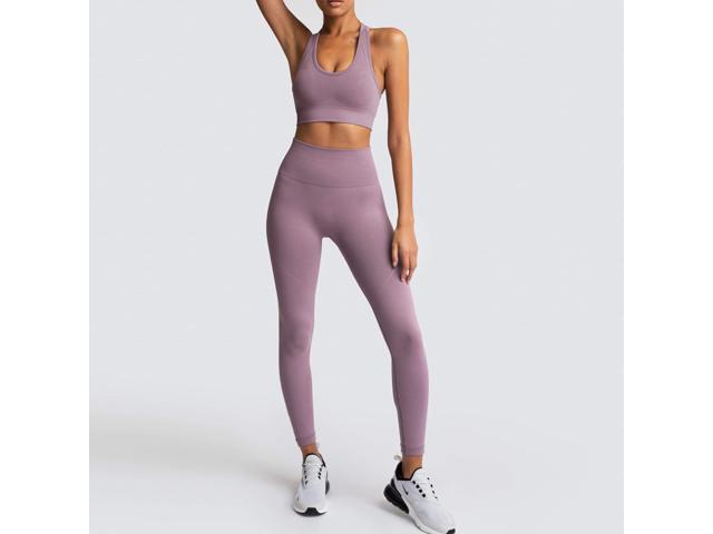 Pure color seamless knitted hip yoga suit sports fitness suit vest suit women