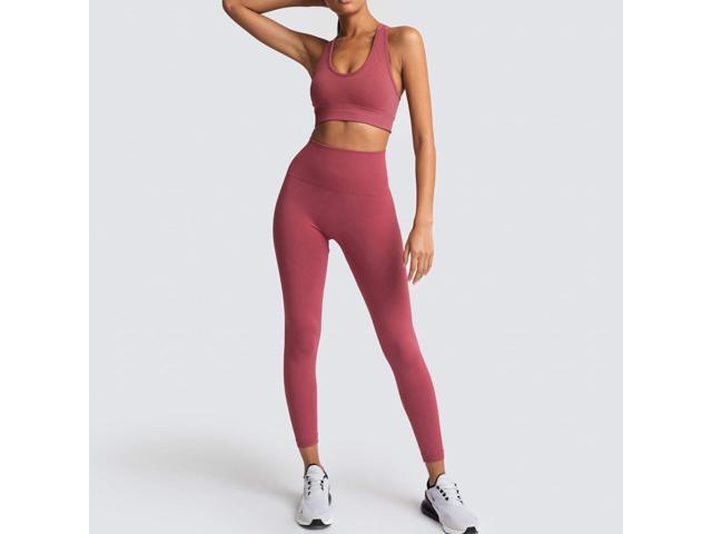 Pure color seamless knitted hip yoga suit sports fitness suit vest suit women