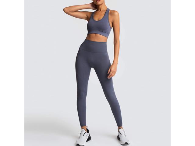 Pure color seamless knitted hip yoga suit sports fitness suit vest suit women