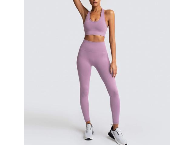 Pure color seamless knitted hip yoga suit sports fitness suit vest suit women