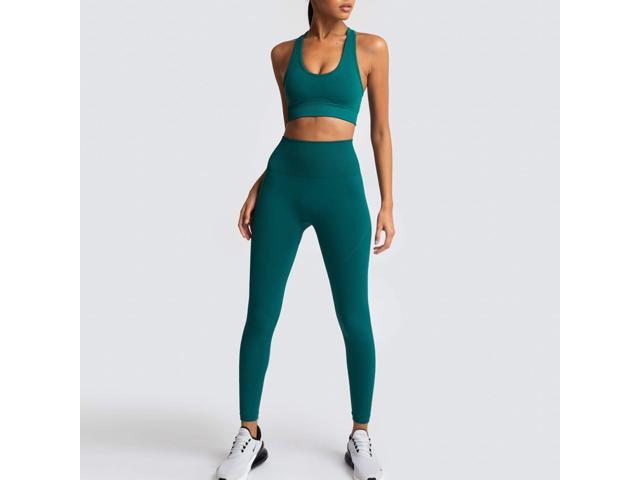 Pure color seamless knitted hip yoga suit sports fitness suit vest suit women