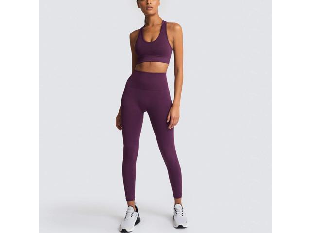 Pure color seamless knitted hip yoga suit sports fitness suit vest suit women