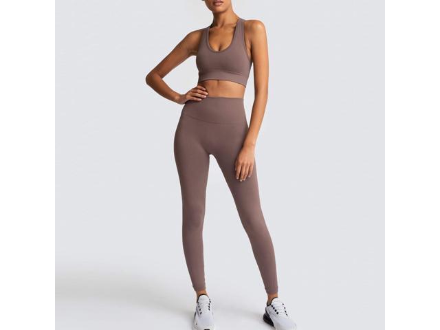 Pure color seamless knitted hip yoga suit sports fitness suit vest suit women
