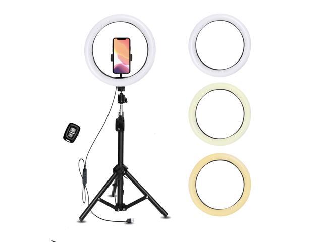 102' Selfie Ring Light with 63' Extendable Tripod Stand & Flexible Phone Holder 3 Color Modes Bluetooth Remote Shutter for Live