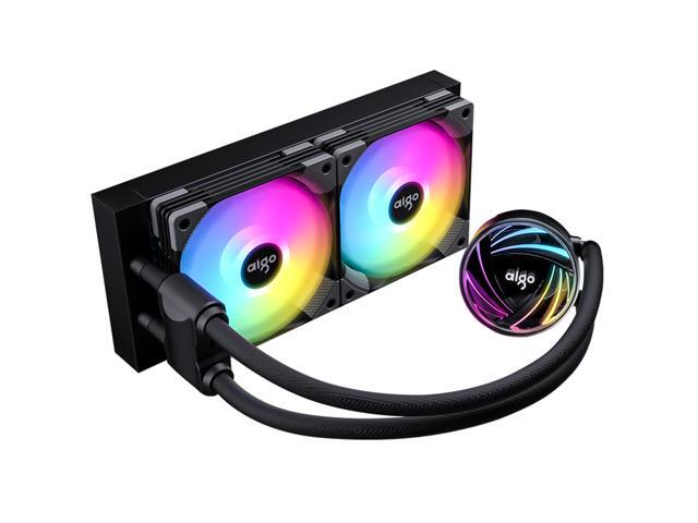 aigo AT240 240mm CPU Liquid Cooler AIO RGB Water Cooling System ARGB Radiator with 120mm PWM Fans for Intel LGA 1200/115X/20XX for AMD AM4/AM3+/AM3