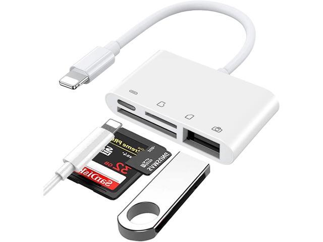 SD Card Reader for iPhone iPad USB Camera Adapter with Fast Charging Port Portable USB Adapter for iPhone iPad to USB Adapter Memory Card Camera