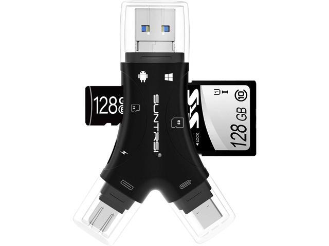 SD Card Reader for iPhone/ipad/Android/Mac/Computer/Camera4 in1 Micro SD Card Reader Trail Camera Viewer Portable Memory Card Reader SD Card