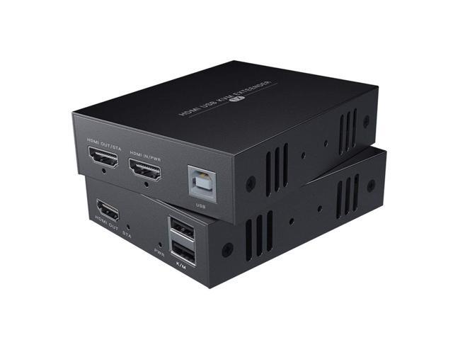 HDMI KVM USB Extender 1080P Over Cat5e/6 Ethernet Cable 50m (164ft) for Mouse and Keyboard Control Remote Signals