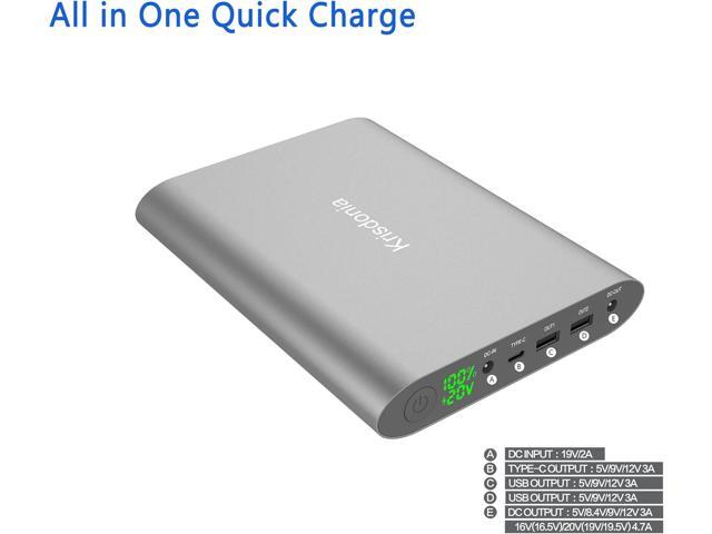 Krisdonia Laptop Power Bank 32000 mAh draagbare oplader 100 W PD externe batterij - 2 x DC