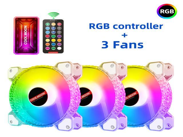 COOLMOON RGB Case Fans 120mm PC Fan 12cm with Remote Controller High Airflow Quiet Adjustable Colorful Fans 3 Packs for Computer Cases