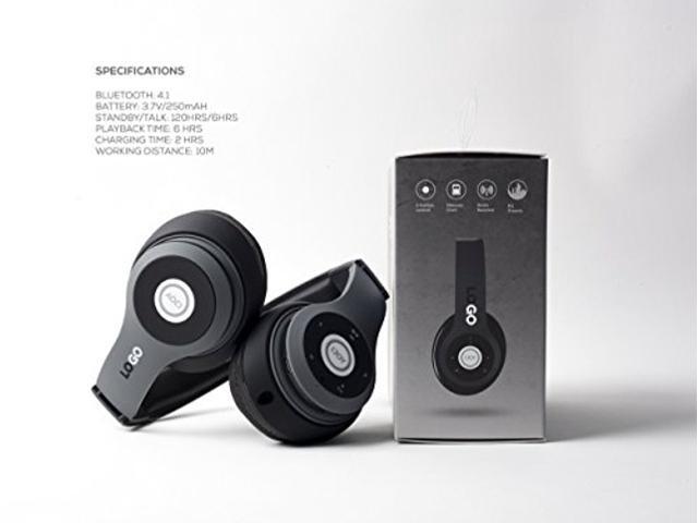 iJoy Matte Finish Premium Rechargeable Wireless Headphones Bluetooth Over Ear Headphones Foldable Headset with Mic (Stealth)