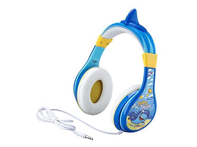 eKids Baby Shark Kids Headphones Adjustable Headband Stereo Sound 35Mm Jack Wired Headphones for Kids Tangle-Free Volume Control Childrens