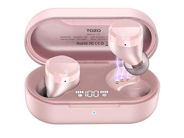 TOZO T12 Wireless Earbuds Bluetooth Headphones Premium Fidelity Sound Quality Wireless Charging Case Digital LED Intelligence Display IPX8