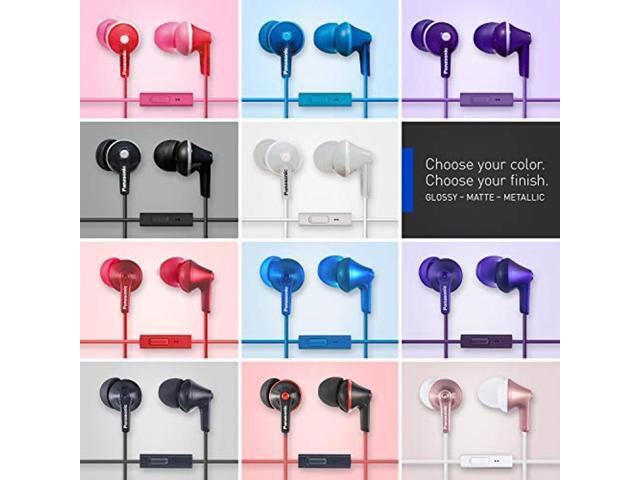 Panasonic ErgoFit Earbud Headphones with Microphone and Call Controller Compatible with iPhone Android and Blackberry - RP-TCM125-VA - In-Ear