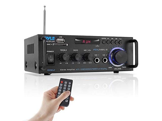 Wireless Bluetooth Stereo Power Amplifier - 200W Dual Channel Sound Audio Stereo Receiver System w/RCA USB SD MIC in FM Radio for Home Theater