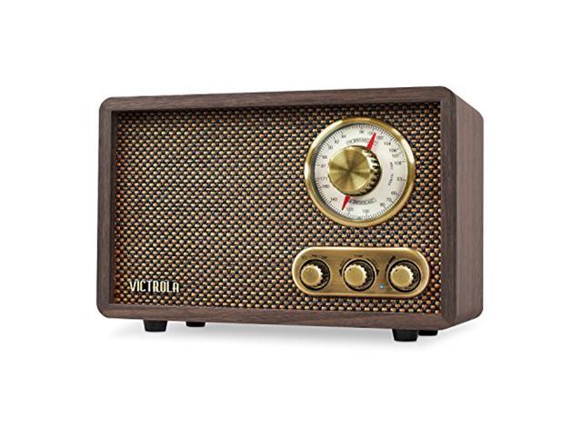 Victrola Retro Wood Bluetooth FM/AM Radio with Rotary Dial Espresso