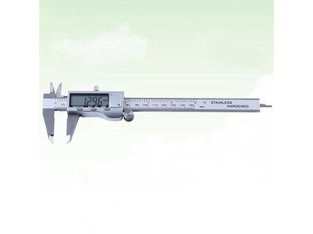 150mm 15V LCD Digital Ruler Electronic Stainless Steel Vernier Calipers Gauge Micrometer Measuring Tool Instrument (Silver)