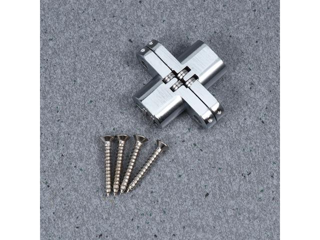 2Pcs 304 Stainless Steel Cross Concealed Hinge High-grade Concealed Hinge Folding Door Concealed Door Hinge(Silver)