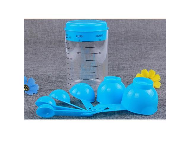 14 Pcs/2 Set Plastic Measuring Spoons And Cups Kitchen Cups Spoons Baking Cooking Tools (Blue)